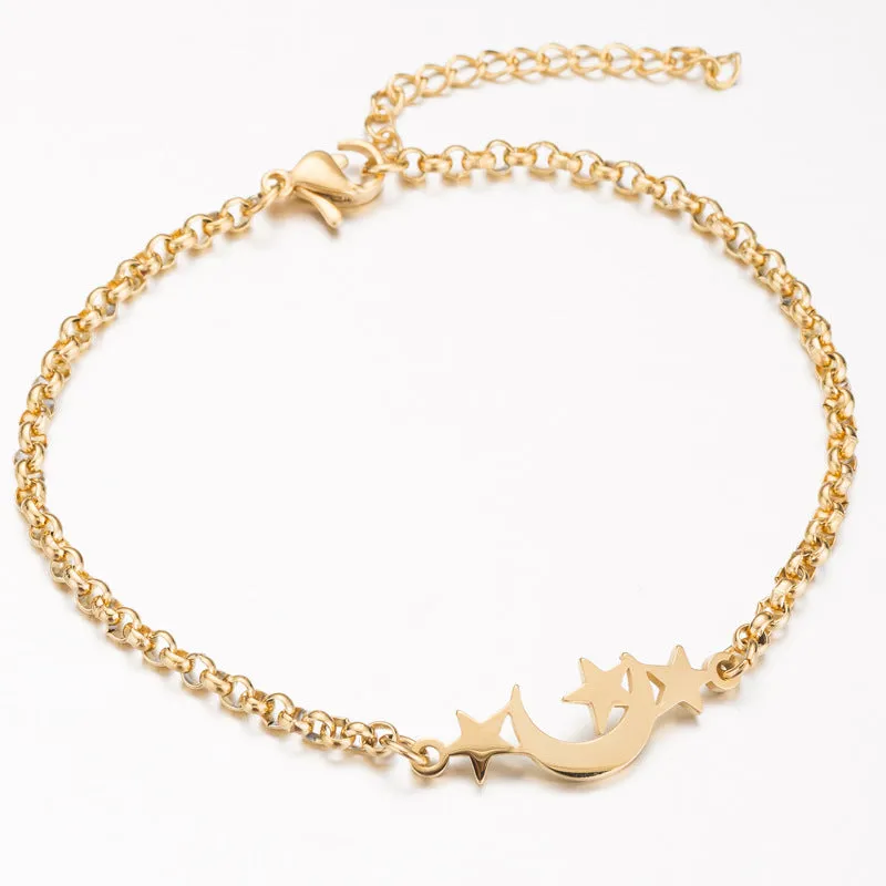 Gold Color Charms Bracelet Femme Stainless Steel Women Jewelry