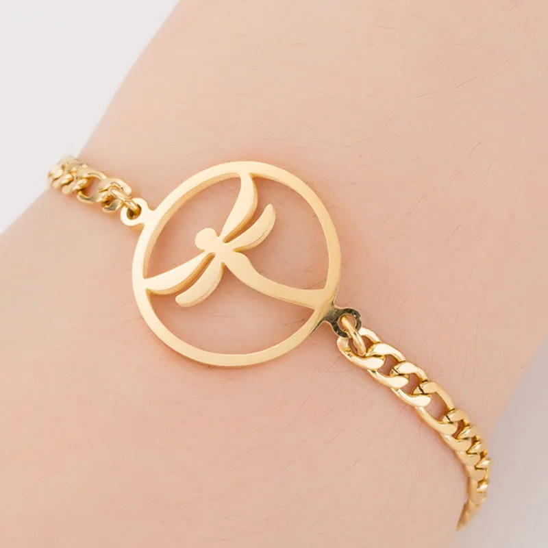 Gold Color Charms Bracelet Femme Stainless Steel Women Jewelry