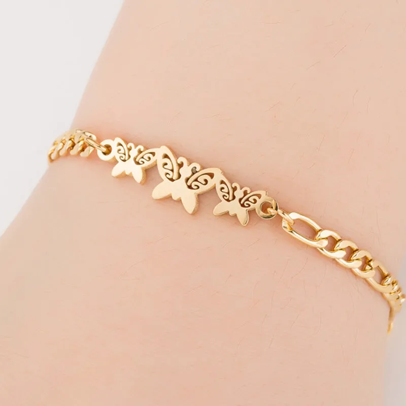 Gold Color Charms Bracelet Femme Stainless Steel Women Jewelry