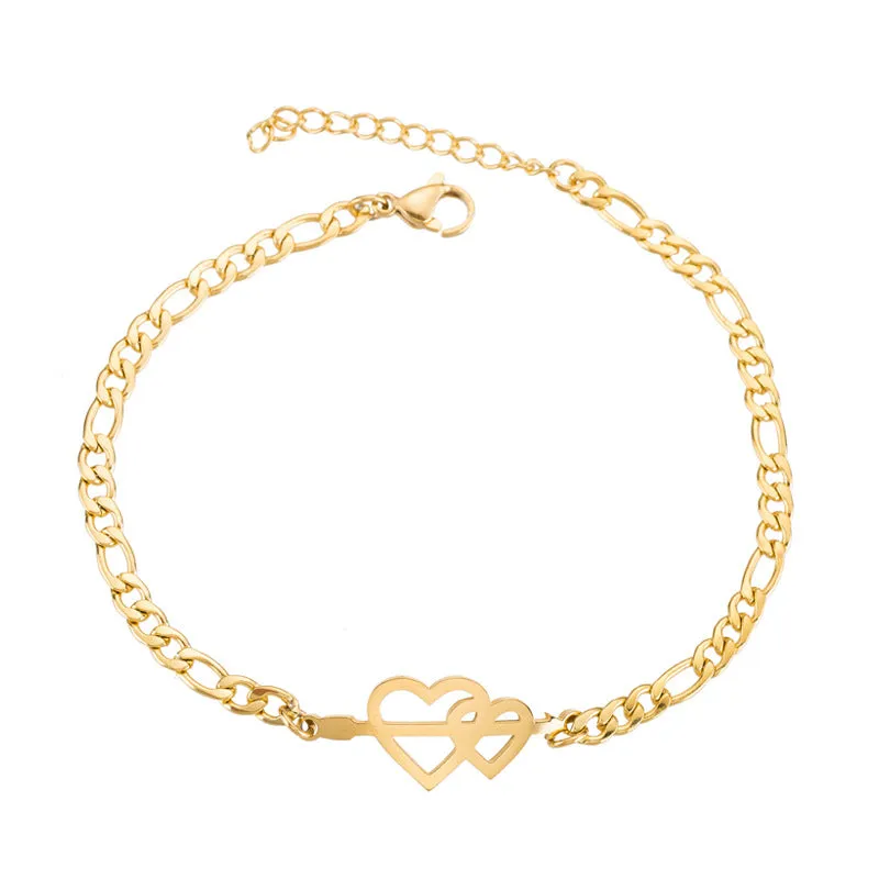 Gold Color Charms Bracelet Femme Stainless Steel Women Jewelry