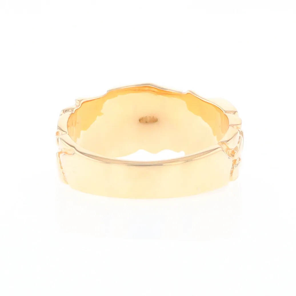 Gold Quartz Ring 3 Section Inlaid Nugget Design Band