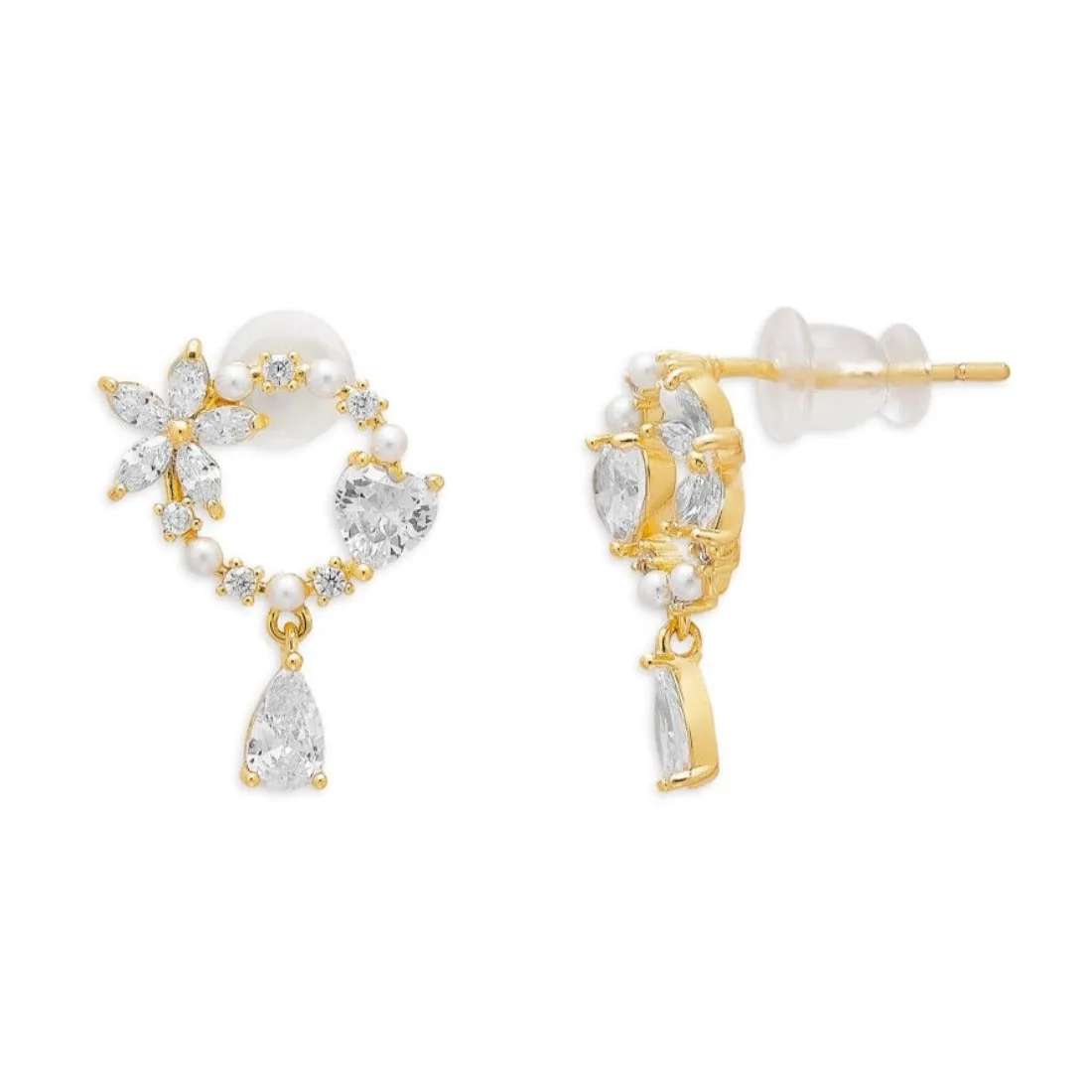 Golden Blossoms 925 Sterling Silver Gold-Plated Flower Earrings