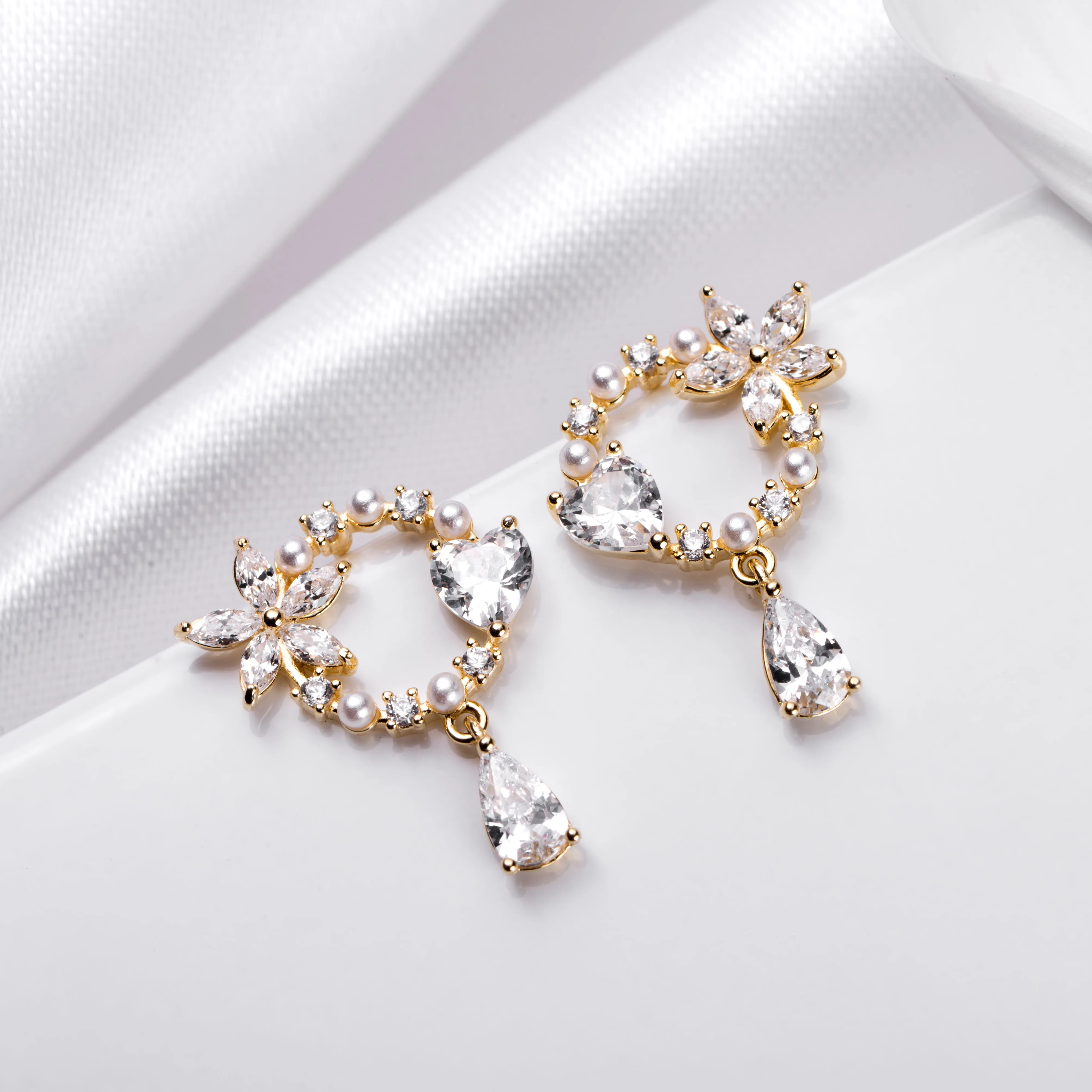 Golden Blossoms 925 Sterling Silver Gold-Plated Flower Earrings