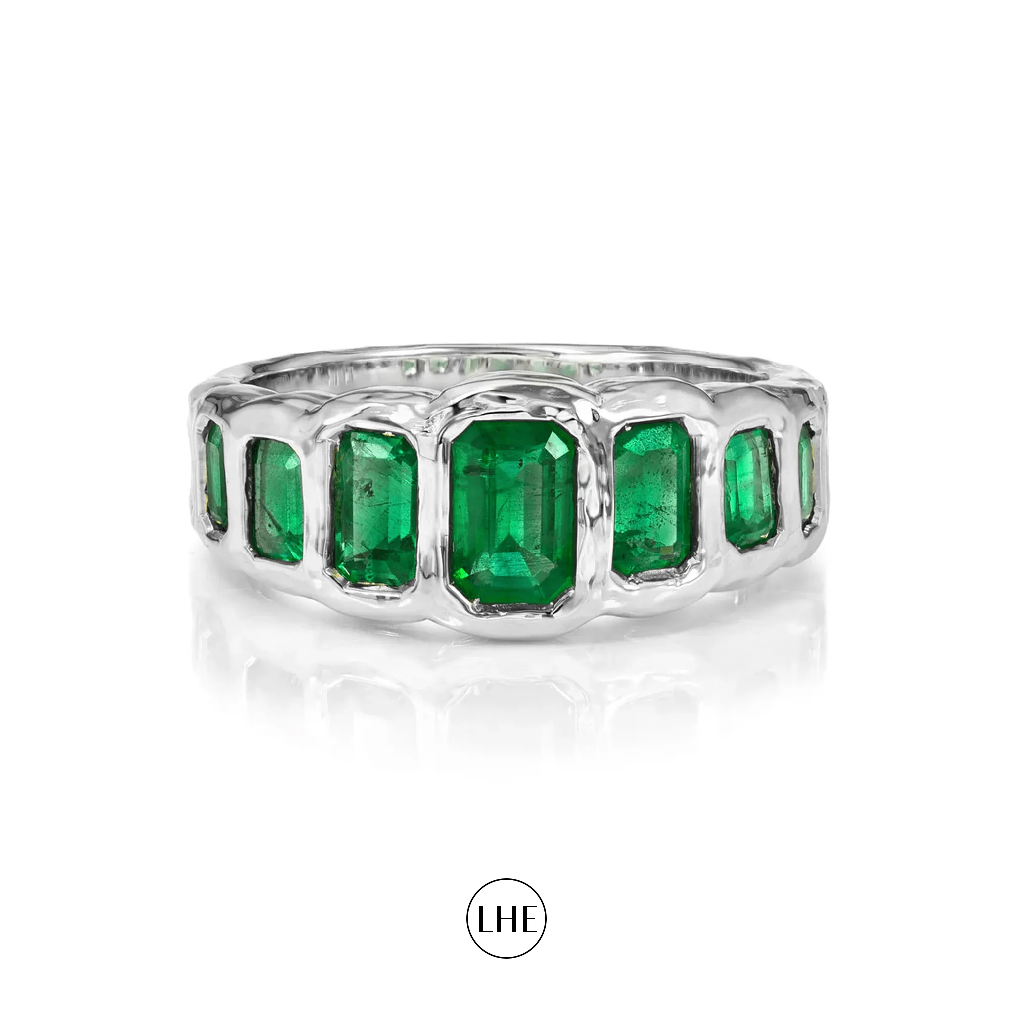 Graduated Emerald Cut Emerald River Ring