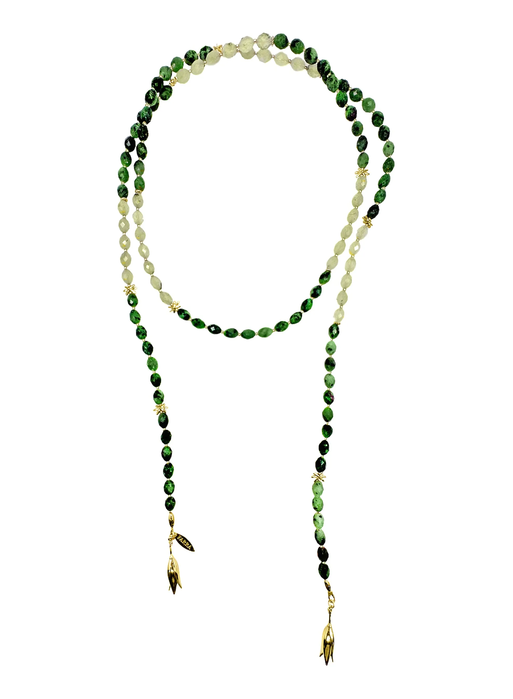 Green Gemstones Beaded Open-Ended Versatile Long Necklace LN052