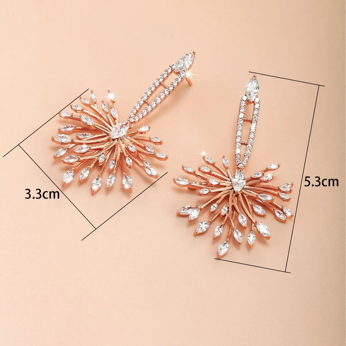 Jewelry's new micro-encrusted zirconium fireworks earrings plated with 18K gold exquisite earrings wholesale high-end earrings