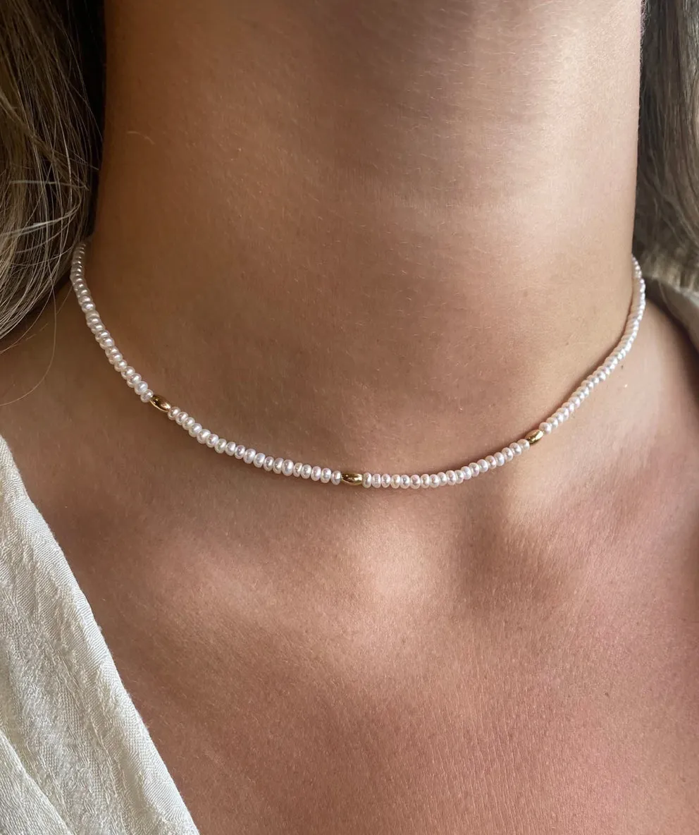 Joy Dravecky Bali Beaded Choker in Pearl