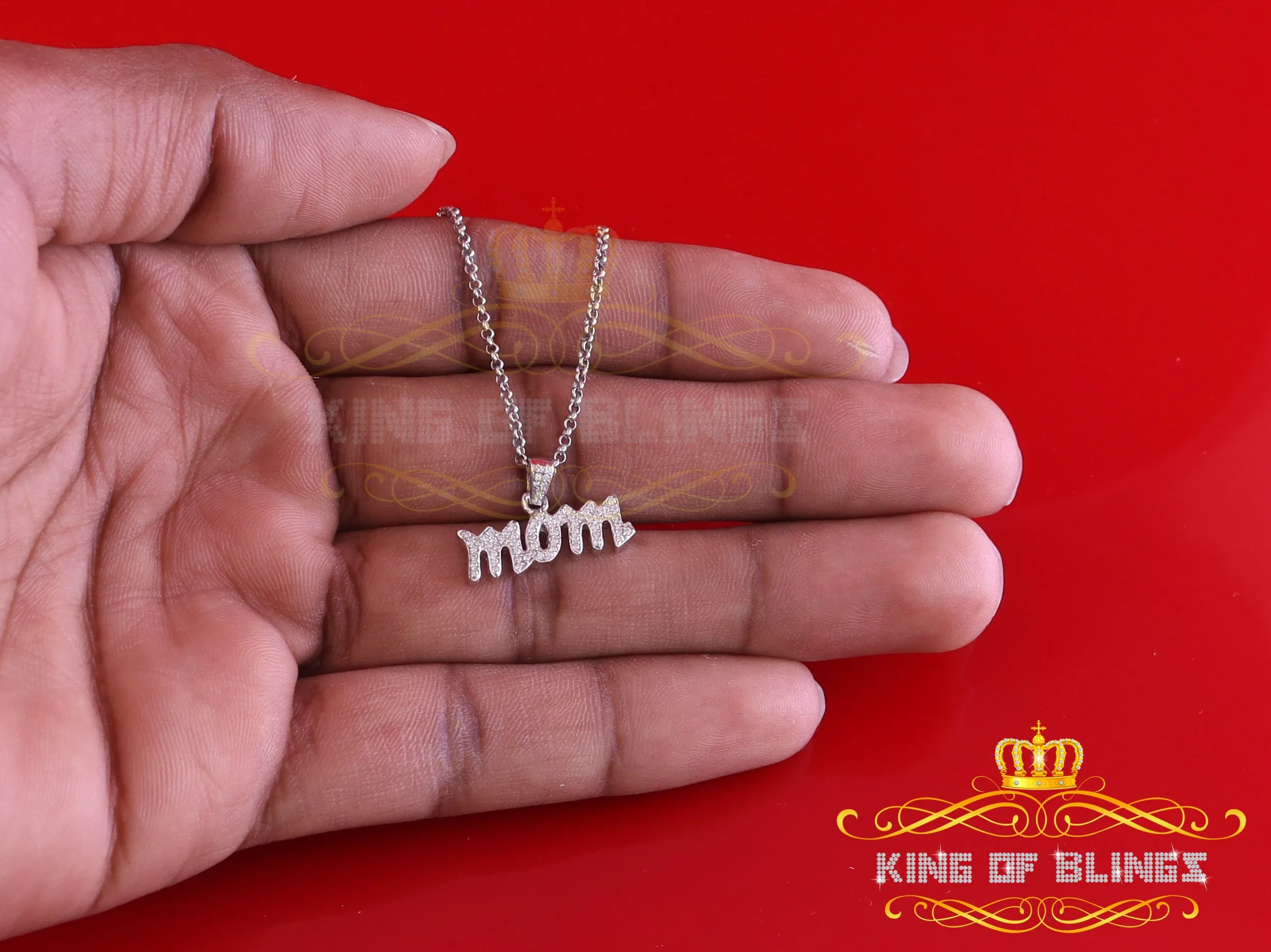 King Of Bling's 0.61ct Cubic Zirconia MOM Pendant White Silver Special Offer at Mother's Day