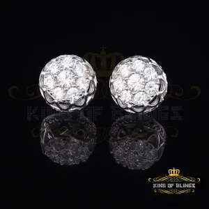 King of Blings- 2.02ct Cubic Zirconia 925 White Sterling Silver Women's Hip Hop Flower Earrings