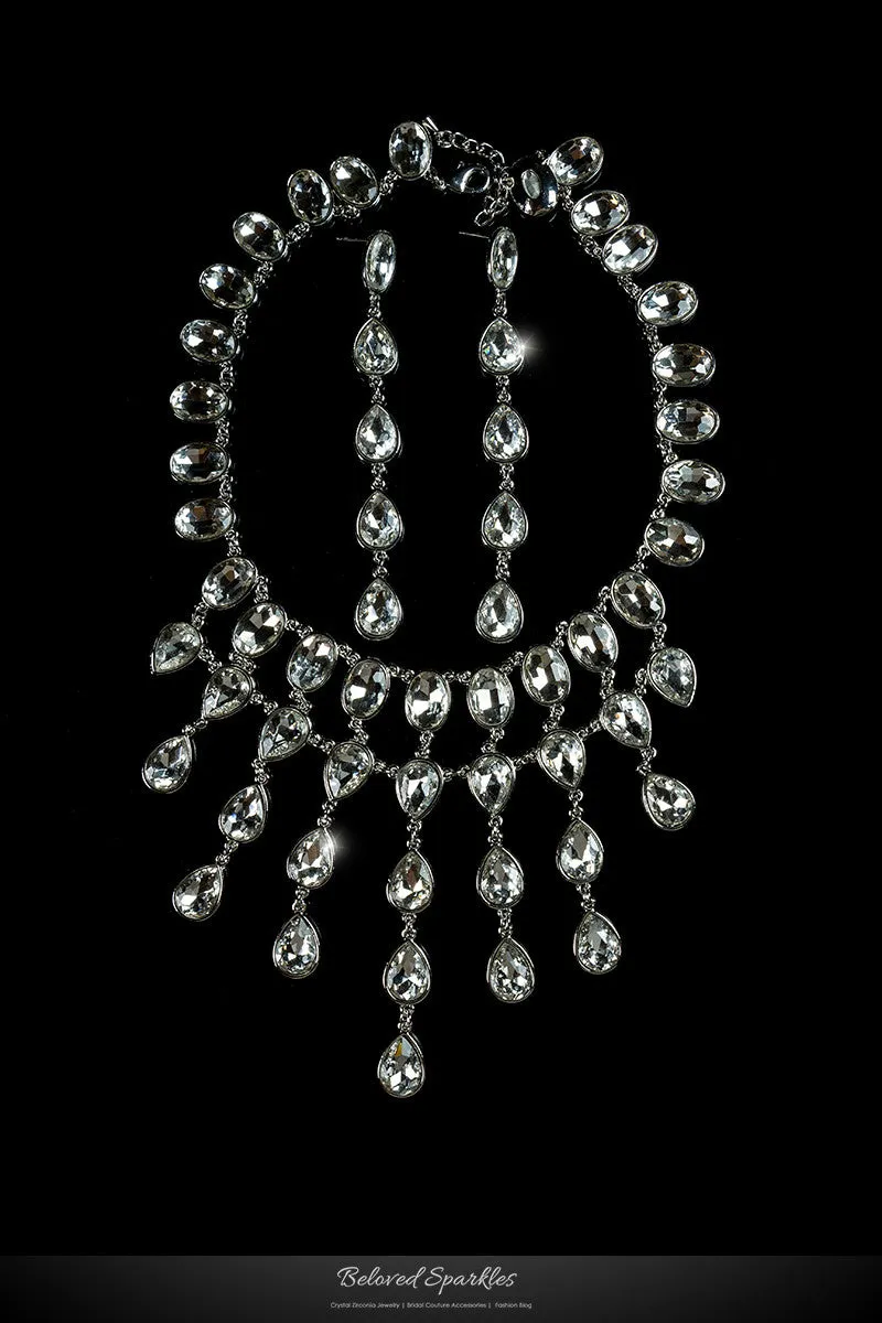 Krista Art Deco Draping Necklace | Crystal