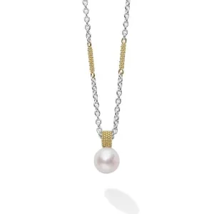 LAGOS Two-Tone Pearl Pendant Necklace in Sterling Silver and 18K Yellow Gold