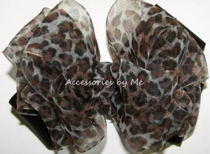 Leopard Organza Satin Hair Bow