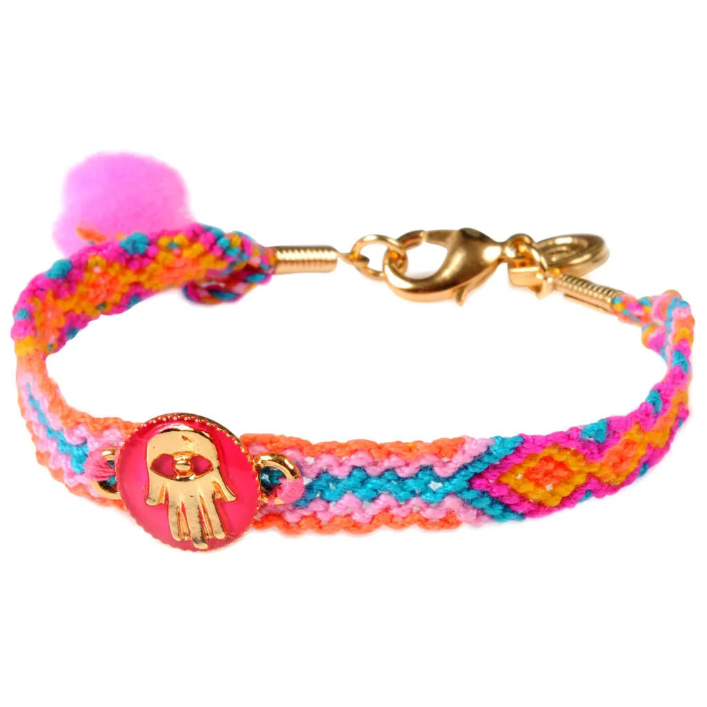 Limited Edition Neon Enamel Hamsa Hand Token Friendship Bracelet