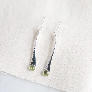 Long Organic Bar  Peridot  Earring