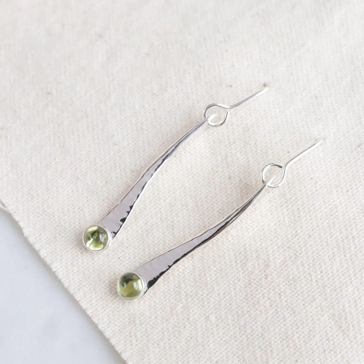 Long Organic Bar  Peridot  Earring