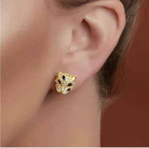 Luxurious Gold Plated Panther Earrings