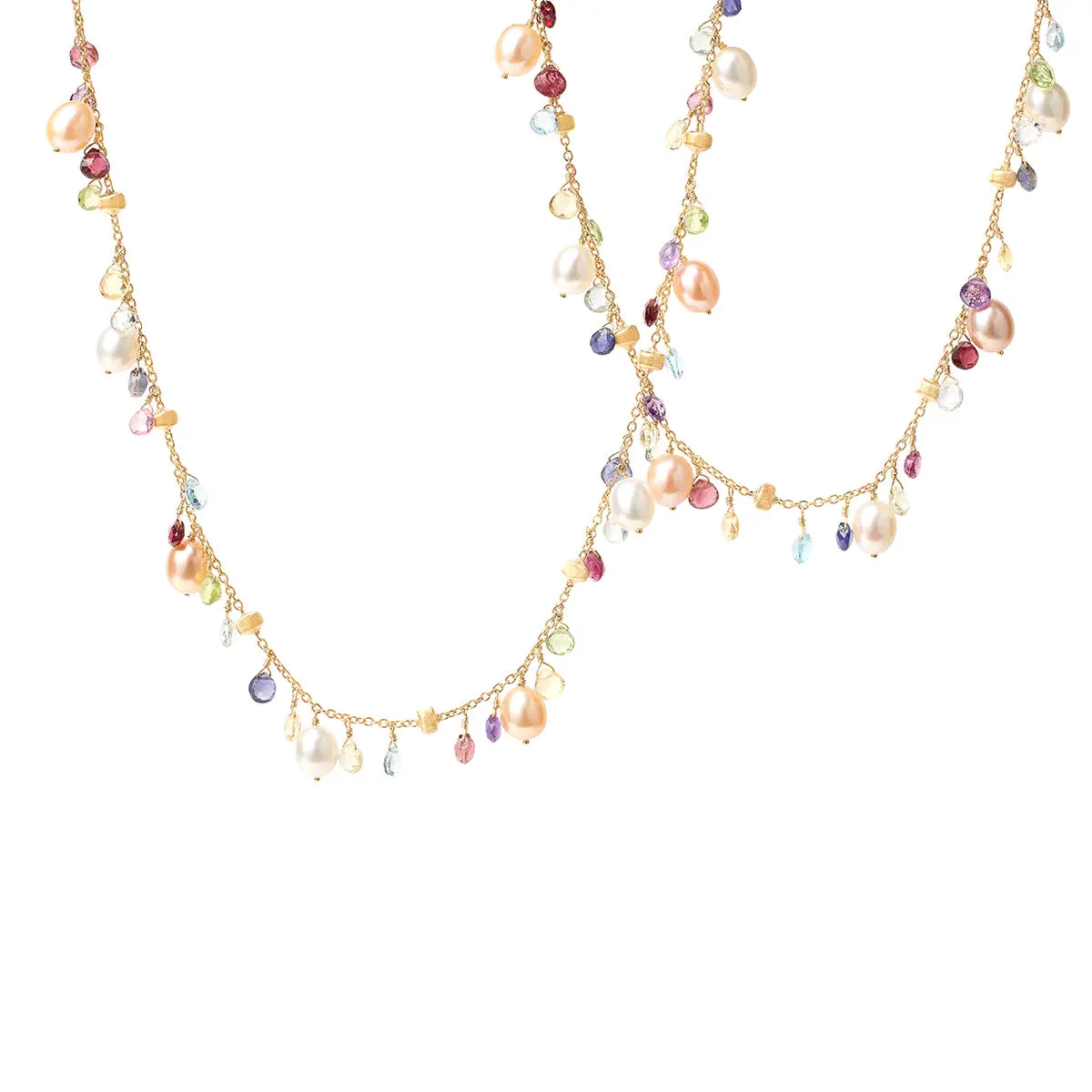 Marco Bicego Paradise Long Gemstone Necklace with Freshwater Pearls