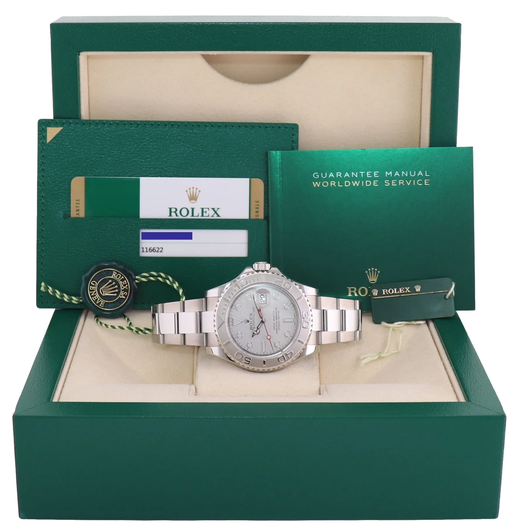 MINT 2015 PAPERS Rolex Yacht-Master 116622 Steel Platinum 40mm Watch Box