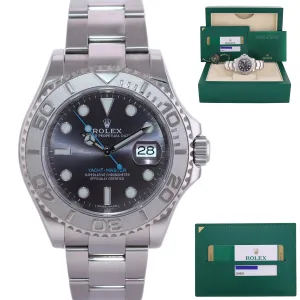 MINT 2019 PAPERS Rolex Yacht-Master 116622 Rhodium Steel Platinum Blue 40mm Watch