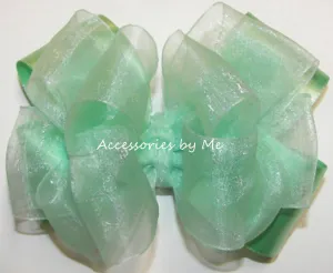 Mint Green Organza Satin Hair Bow