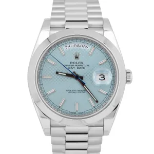 MINT PAPERS Rolex Day-Date President 40mm Platinum Blue Motif Glacier 228206 BOX