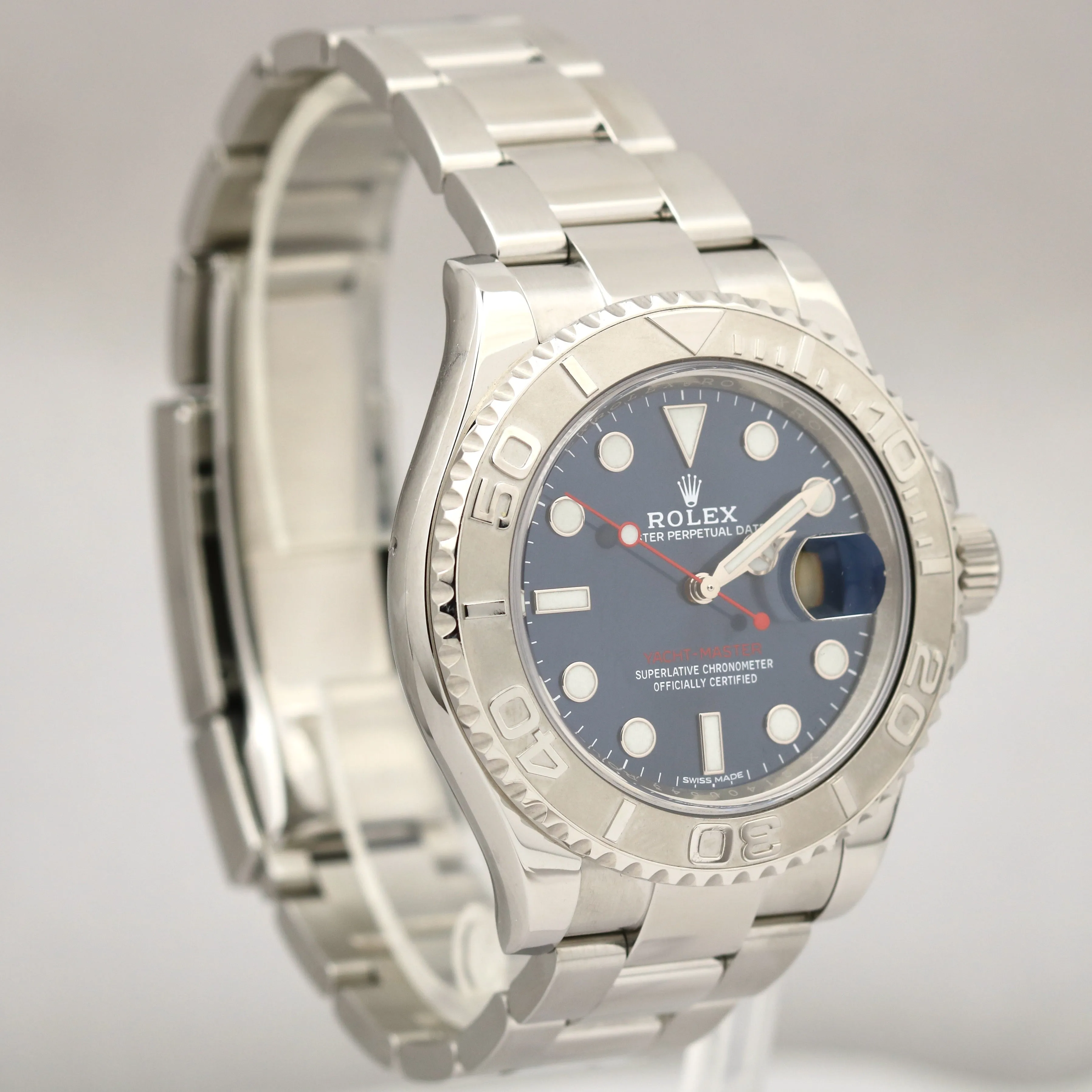 MINT Rolex Yacht-Master Stainless Steel Platinum Blue 40mm Date Watch 116622