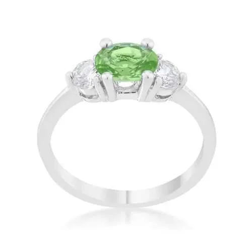 Miranna 1.2ct Peridot CZ Rhodium Classic Oval Ring