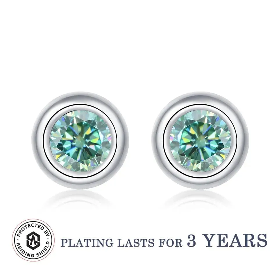 Moissanite 1ct Colored GRA Bezel Set Jewelry 925 Sterling Silver Lasting Beauty Plating