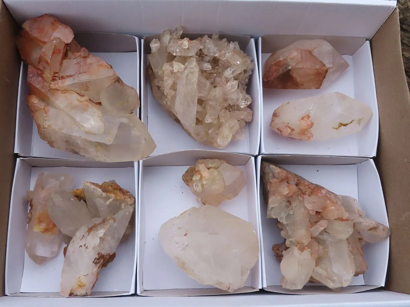 Natural Golden Tinted Quartz Clusters x 9 From Zambia