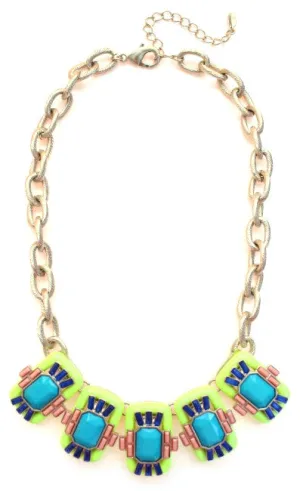 Neon Geo Gemstone Necklace- Yellow