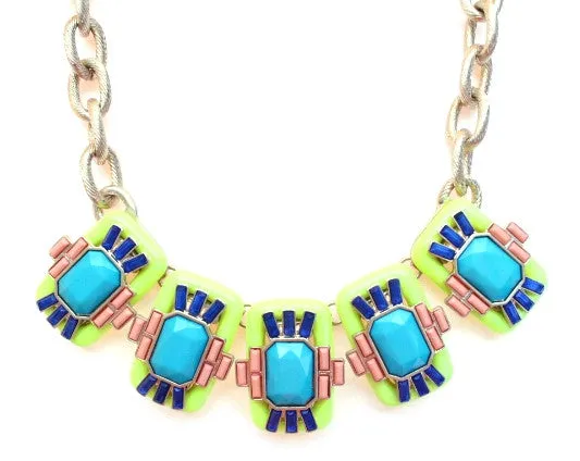 Neon Geo Gemstone Necklace- Yellow