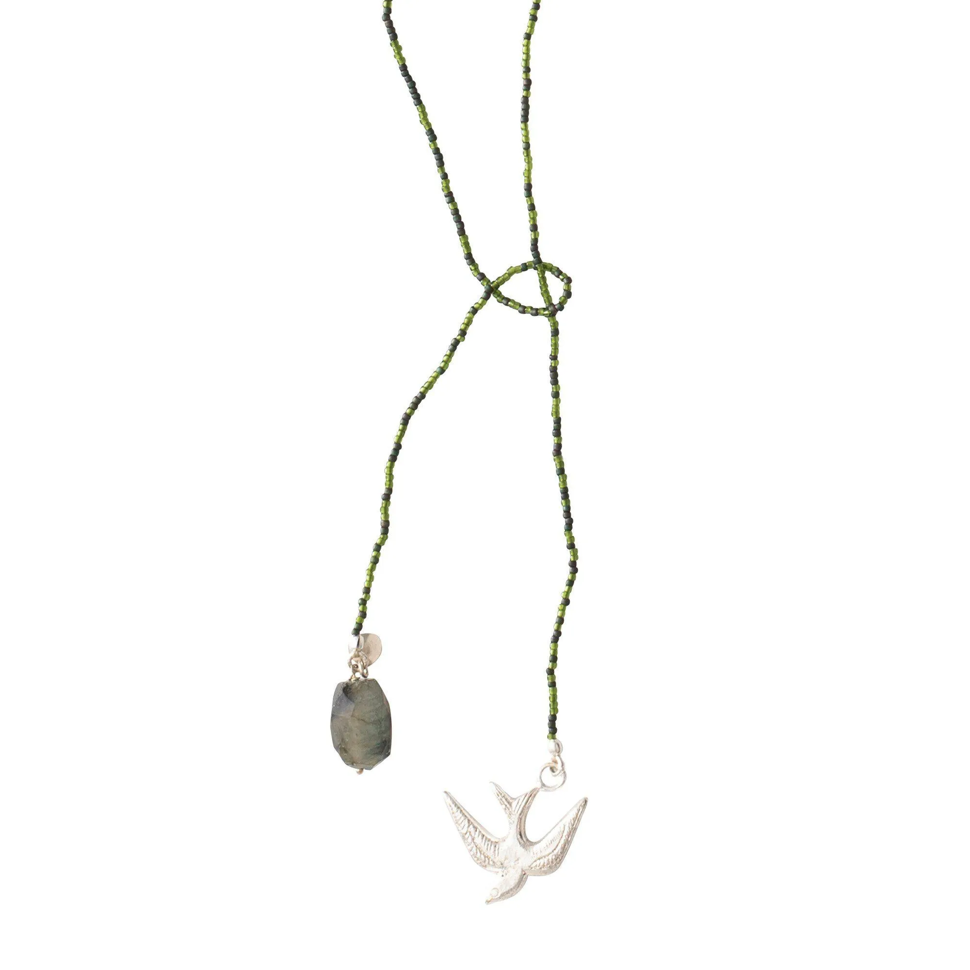 Nova Labradorite Swallow Silver Necklace - A Beautiful Story