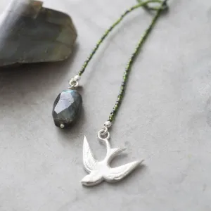 Nova Labradorite Swallow Silver Necklace - A Beautiful Story