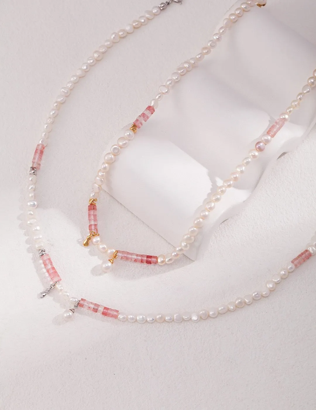 Peach Blossom Sterling Silver Pearl Necklace