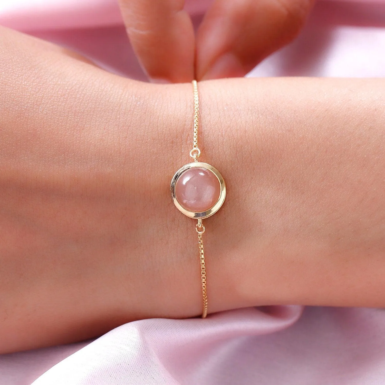 Peach Moonstone Bracelet |  Sacral Chakra Bracelet | 925 Sterling Silver Bracelet | Bracelet for Women | Gift for her