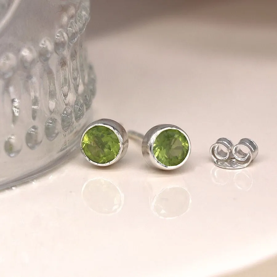 Peridot Cut 5mm Sterling Silver Studs