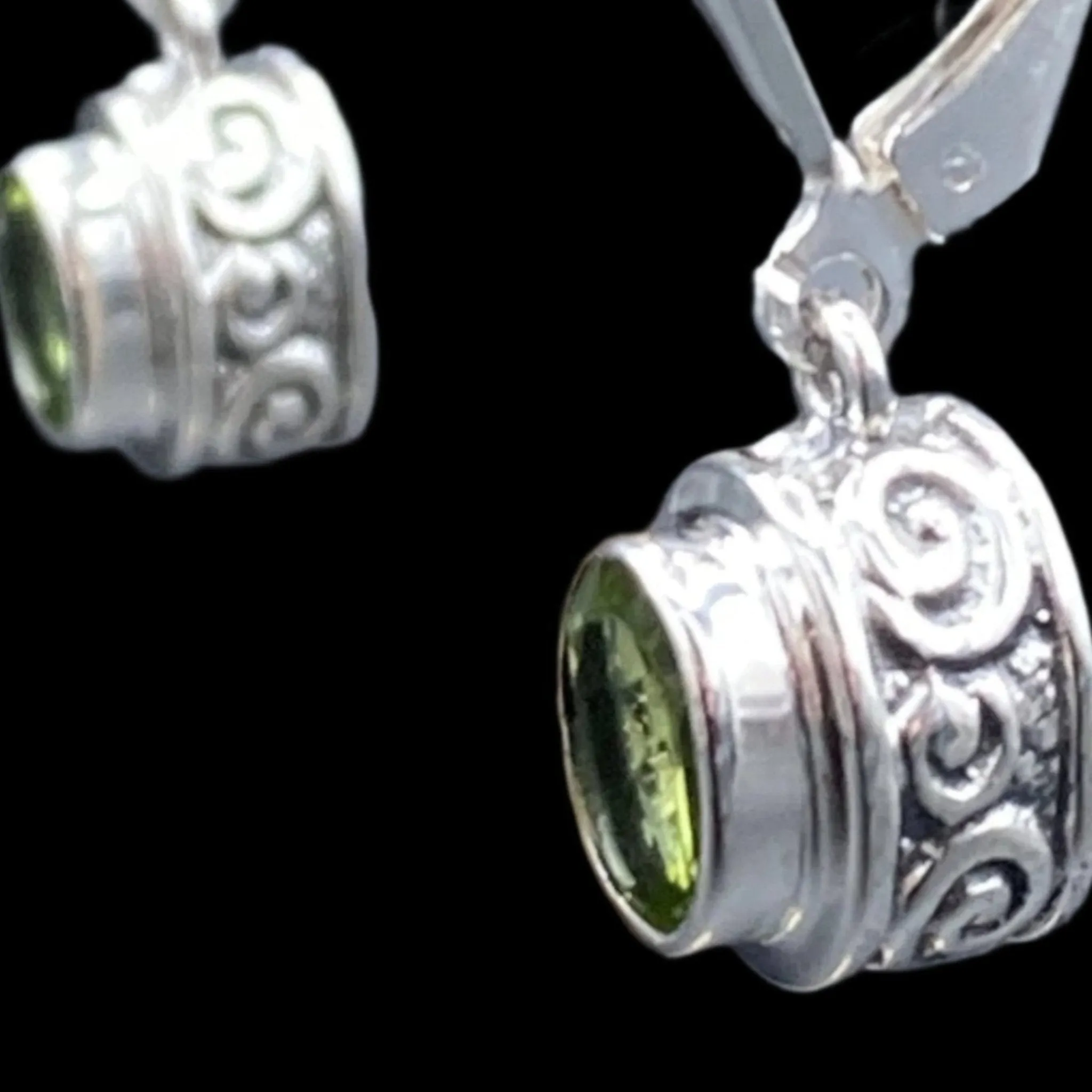 Peridot Earrings Fine Pierced Sterling Silver Oval Shape Green Peridot