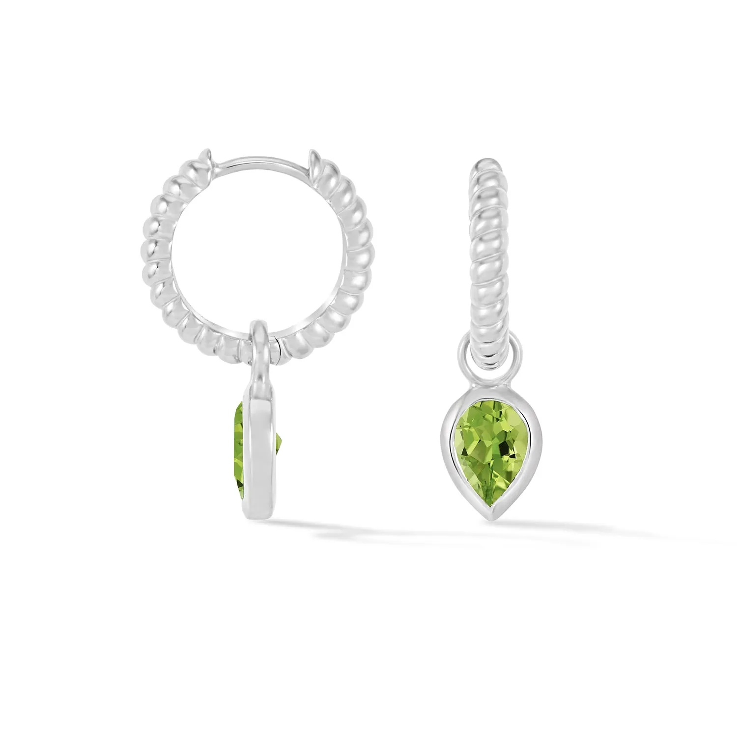 Peridot Twist Huggie Charm Hoops