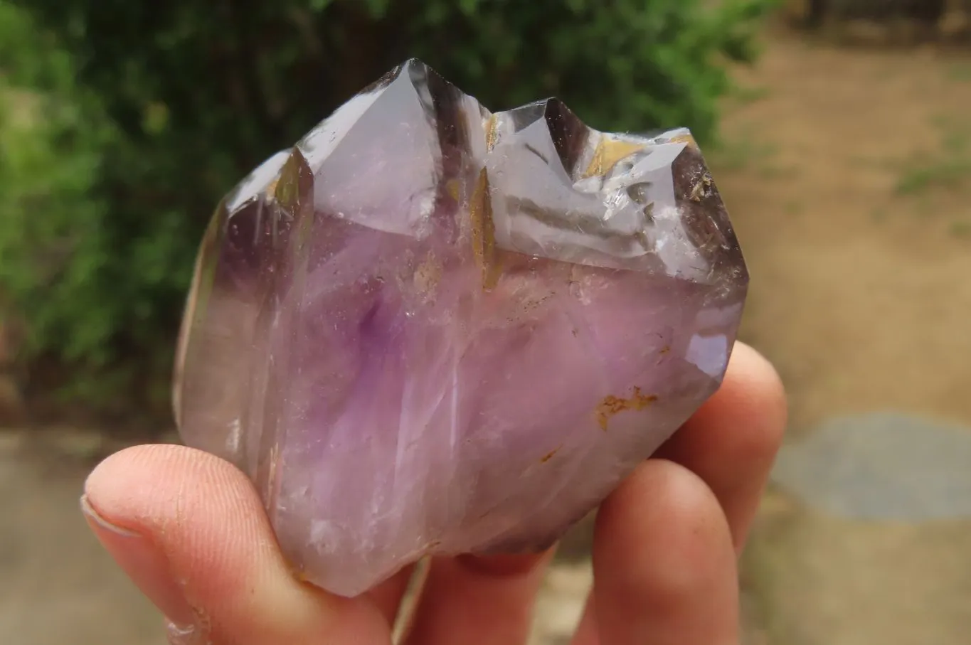 Polished Amethyst Window Quartz Crystals x 4 From Akansobe, Madagascar