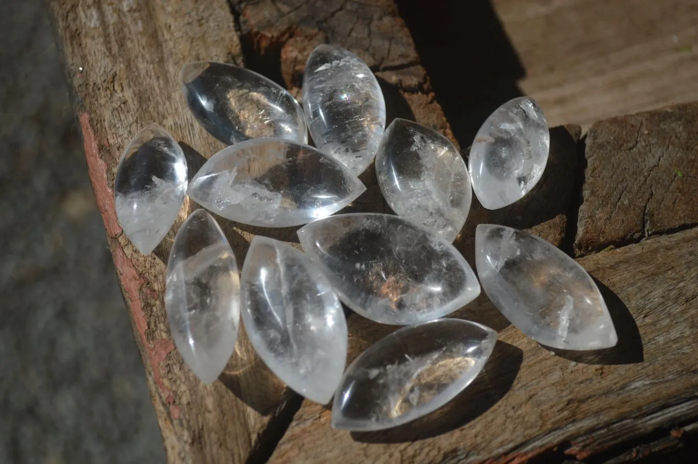 Polished Clear Rock Crystal Angel Tears  x 22 From Madagascar