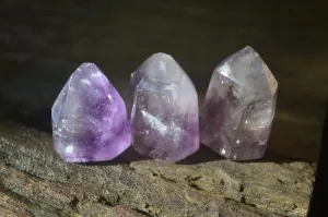 Polished Smokey Amethyst Window Quartz Crystals x 20 From Akansobe, Madagascar