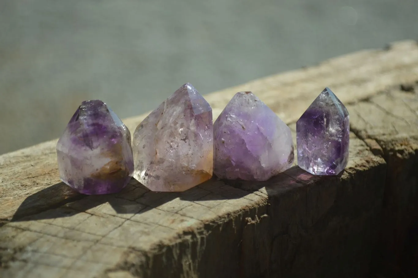 Polished Window Amethyst Quartz Crystals x 20 From Akansobe, Madagascar