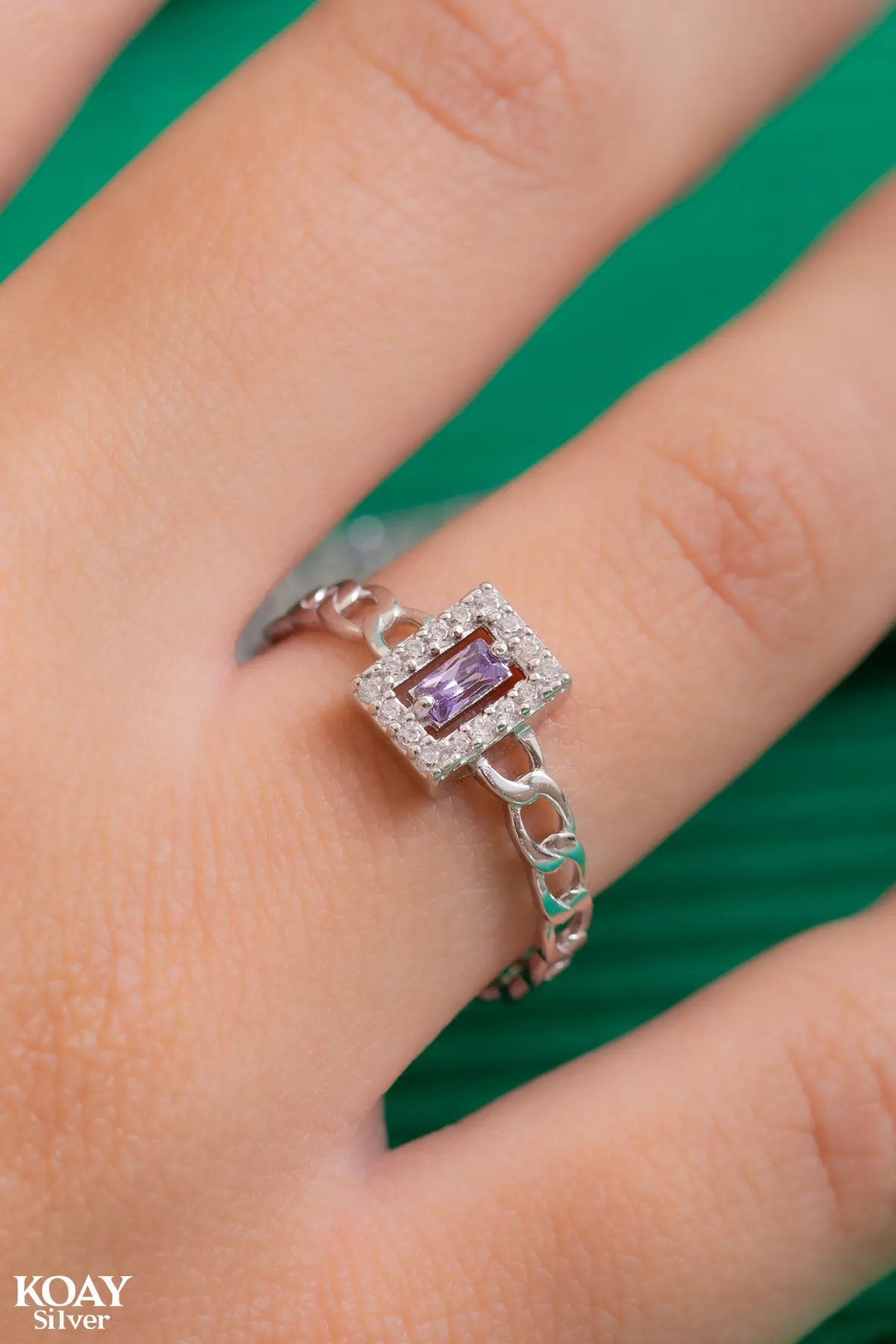 Purple Rectangle Zircon Gourmet Ring