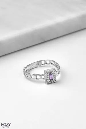 Purple Rectangle Zircon Gourmet Ring