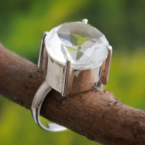 Quartz solitaire ring - Quechua Mystique | NOVICA