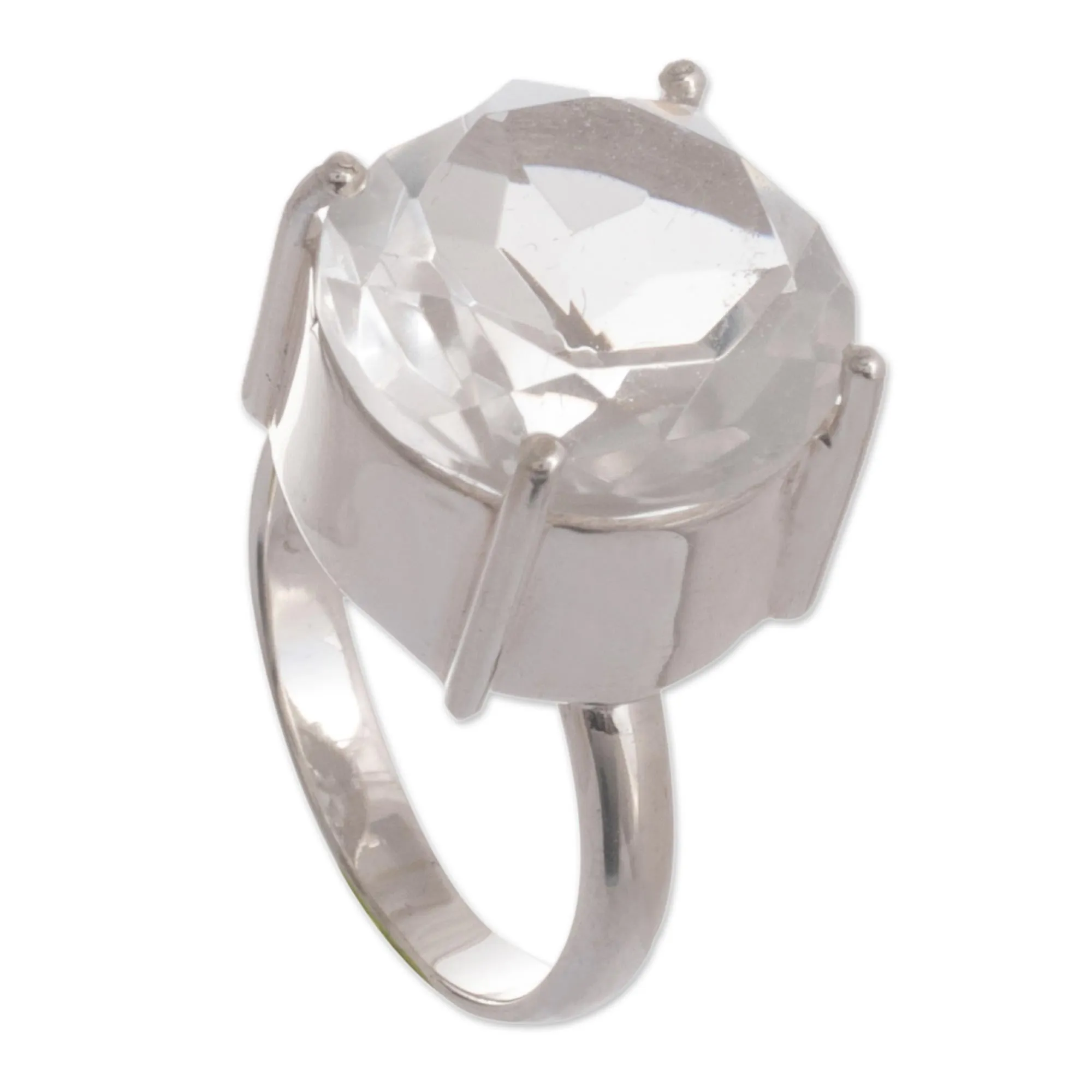 Quartz solitaire ring - Quechua Mystique | NOVICA