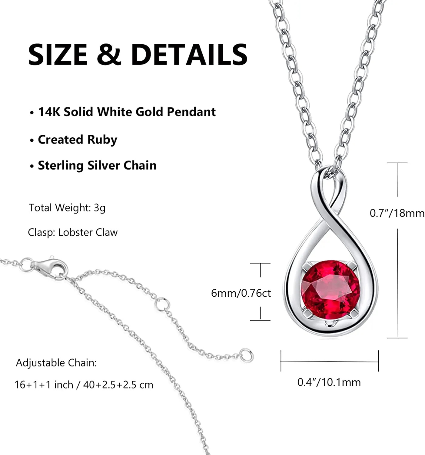 "Birthstone" July Gemstone Sterling Silver Necklace