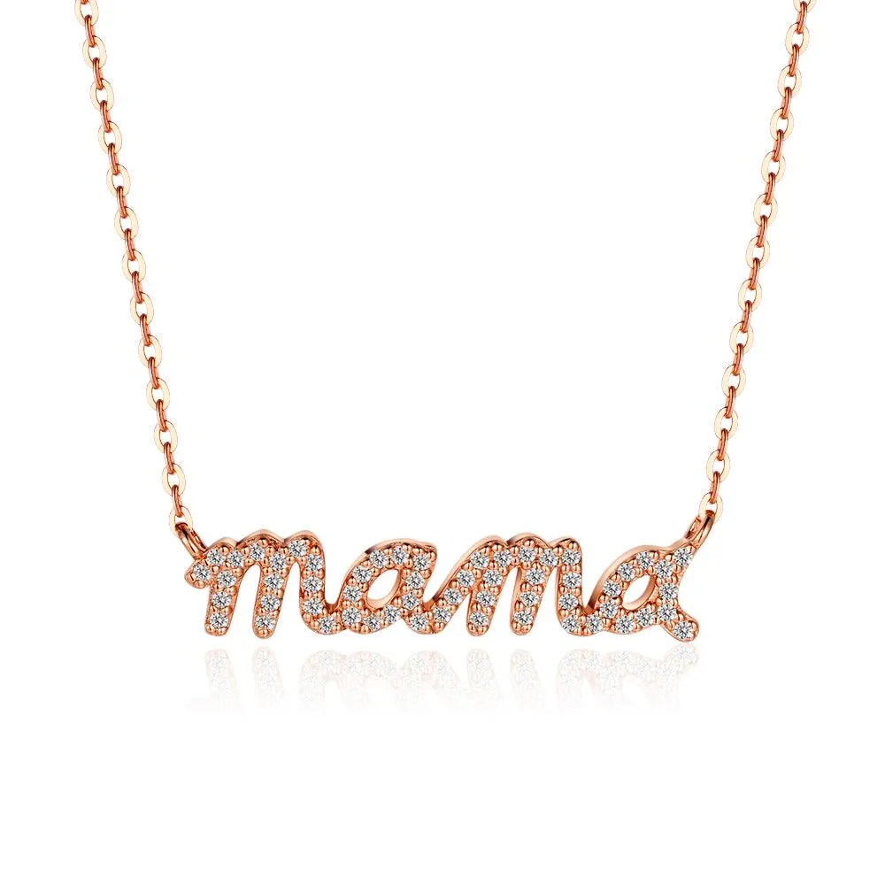 "MAMA" Moissanite Diamond Pave Necklace Pendant