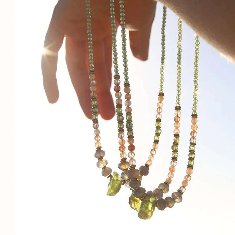 Raw Peridot and Labradorite Necklace