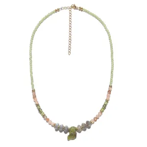 Raw Peridot and Labradorite Necklace